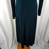 Vintage Coldwater Creek Floral Embroidered Green Velvet Maxi Dress Womens 10 USA