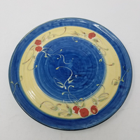 Brigitte Hand Painted Ceramic Dinner Serving Plate Platter Yellow Floral France