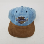 Vintage Harley Davidson Motorcycles Denim Suede Leather Baseball Hat Cap Mens