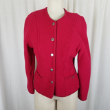 Geiger Austria Boiled Wool Metal Button Sweater Jacket Blazer Womens Green 38 8