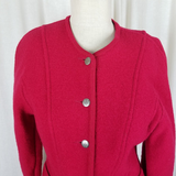 Geiger Austria Boiled Wool Metal Button Sweater Jacket Blazer Womens Green 38 8