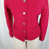 Geiger Austria Boiled Wool Metal Button Sweater Jacket Blazer Womens Green 38 8