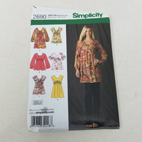 Simplicity Sewing Pattern 2690 Mini Dress or Tunic Top Womens 6 8 10 12 14 UNCUT