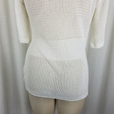 Joseph A. Crochet Loose Knit Fishnet Look Mesh Open Front Wrap Sweater Womens M