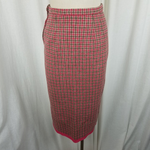 Vintage Handmade Plaid Checked Wool Tweed Midi Skirt Womens S 1950s 1960s 1970s