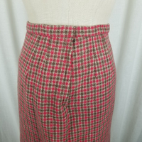 Vintage Handmade Plaid Checked Wool Tweed Midi Skirt Womens S 1950s 1960s 1970s