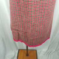 Vintage Handmade Plaid Checked Wool Tweed Midi Skirt Womens S 1950s 1960s 1970s