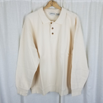 Vintage Orvis Polo Collared Henley Sweater Sweatshirt Mens XL Cream Crosshatch