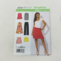 Simplicity Sewing Easy Pattern Skirt Pants Shorts 2608 Wmns 12 14 16 18 20 UNCUT