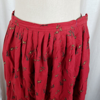 Vintage Ralph Lauren Red Duck Hunting Pleated Maxi Twirl Skirt Womens 14 Cotton