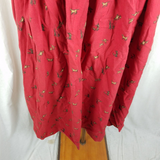 Vintage Ralph Lauren Red Duck Hunting Pleated Maxi Twirl Skirt Womens 14 Cotton