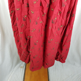 Vintage Ralph Lauren Red Duck Hunting Pleated Maxi Twirl Skirt Womens 14 Cotton