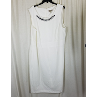 Maya Brooke Polka Dot Printed Short Jacket & Tank Dress Set Womens 16 Navy White