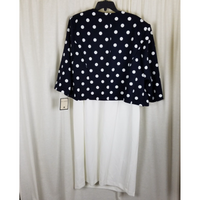 Maya Brooke Polka Dot Printed Short Jacket & Tank Dress Set Womens 16 Navy White