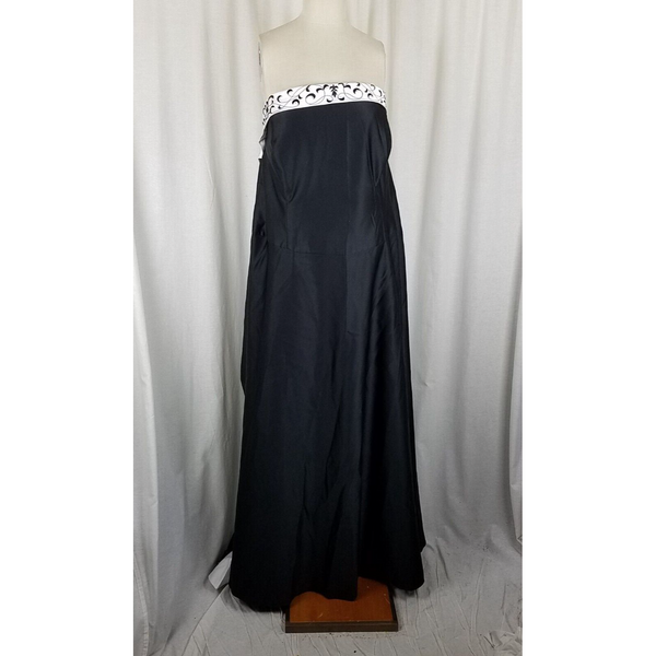 Alfred Angelo Formal Maxi Dress Bustle Look Black & White Womens 20 Plus Size