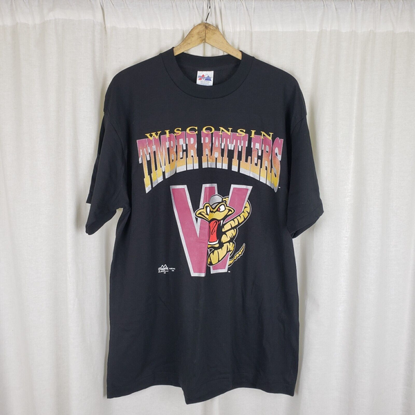 Vintage Wisconsin Timber Rattlers Majestic Baseball Black TShirt Mens XL 90s USA