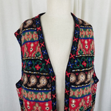 Vintage J.Jill Hand Embroidered Knit Sweater Vest Fair Isle Nordic Womens XL