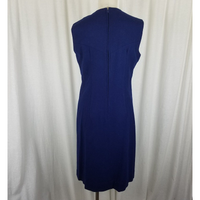 Vintage Pamela Martin MCM Mod Woven Sheath Dress Womens 12 We Give a Hoot Navy