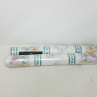 Vintage Imperial Metallic Antique Roses Stripes Wallpaper Rolls Lot of 6 England