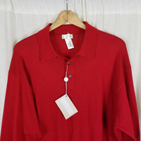 Vintage Gran Sasso Silk Cashmere Polo Collared Henley Sweater Mens Size 54 XL