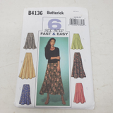 BUTTERICK 6 Six Sew Fast & Easy Sewing Pattern B4136 Women Sz 14-16-18 Skirts