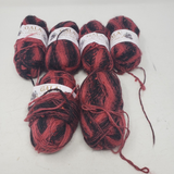 Gala Yarns Mixed Fiber 1.76 ounce Skeins Red Black 520 Sequins Lot of 6