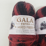 Gala Yarns Mixed Fiber 1.76 ounce Skeins Red Black 520 Sequins Lot of 6