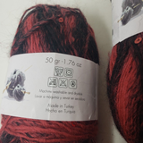 Gala Yarns Mixed Fiber 1.76 ounce Skeins Red Black 520 Sequins Lot of 6