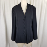 Vintage Talbots Collarless VNeck Multi Button Up Jacket Blazer Womens 12 USA