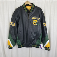 Vintage GIII Carl Banks Green Bay Packers Leather 2 Sided Bomber Jacket Mens XL