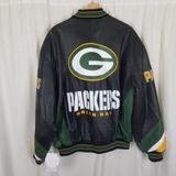 Vintage GIII Carl Banks Green Bay Packers Leather 2 Sided Bomber Jacket Mens XL