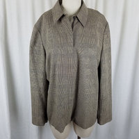 Jones New York Country Plaid Silk Wool Jacket Womens 18 Zip Up Placket Front 80s