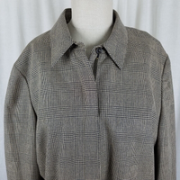 Jones New York Country Plaid Silk Wool Jacket Womens 18 Zip Up Placket Front 80s