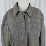 Jones New York Country Plaid Silk Wool Jacket Womens 18 Zip Up Placket Front 80s