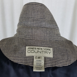 Jones New York Country Plaid Silk Wool Jacket Womens 18 Zip Up Placket Front 80s
