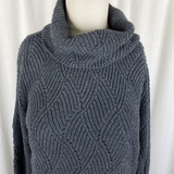 Coldwater Creek Cowl Neck Turtleneck Sweater Womens S Abstract Knit Charcoal