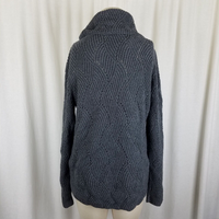 Coldwater Creek Cowl Neck Turtleneck Sweater Womens S Abstract Knit Charcoal