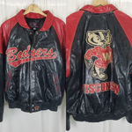 Vintage JH Design Wisconsin Badgers Leather Bomber Jacket Letterman Mens XL USA