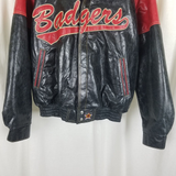 Vintage JH Design Wisconsin Badgers Leather Bomber Jacket Letterman Mens XL USA