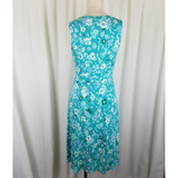 LL Bean Stretch Faux Wrap Floral Summer Twirl Dress Womens XS Banded Waist Green