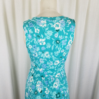 LL Bean Stretch Faux Wrap Floral Summer Twirl Dress Womens XS Banded Waist Green