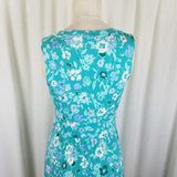 LL Bean Stretch Faux Wrap Floral Summer Twirl Dress Womens XS Banded Waist Green