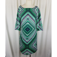 Banana Republic Psychadelic Geometric Shift Boat Neck Dress Womens 8 Black White