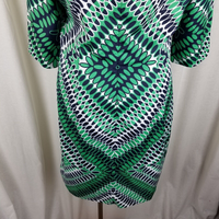 Banana Republic Psychadelic Geometric Shift Boat Neck Dress Womens 8 Black White