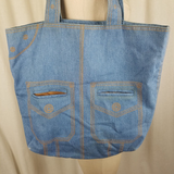 Vintage Gap Denim Blue Jean Pants Look Large Tote Bag 2004 Cotton