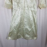 Antique French Satin Long Night Dress Shirt Mens Womens Unisex XS S Pinstripes