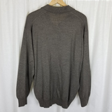 Vintage Gran Sasso Silk Cashmere Polo Collared Henley Sweater Mens 54 XL Brown