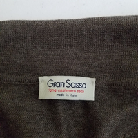 Vintage Gran Sasso Silk Cashmere Polo Collared Henley Sweater Mens 54 XL Brown