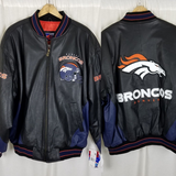 Vintage GG-III Carl Banks Denver Broncos Leather Bomber Jacket Mens XL Patch 90s