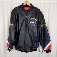 Vintage GG-III Carl Banks Denver Broncos Leather Bomber Jacket Mens XL Patch 90s